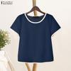 Women Casual Round Neck Loose Summer Short Sleeve T-Shirts
