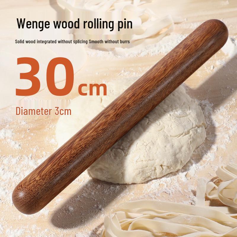 Solid Wood Rolling Pin for Dough, Dumplings & Baking - Round Head Design