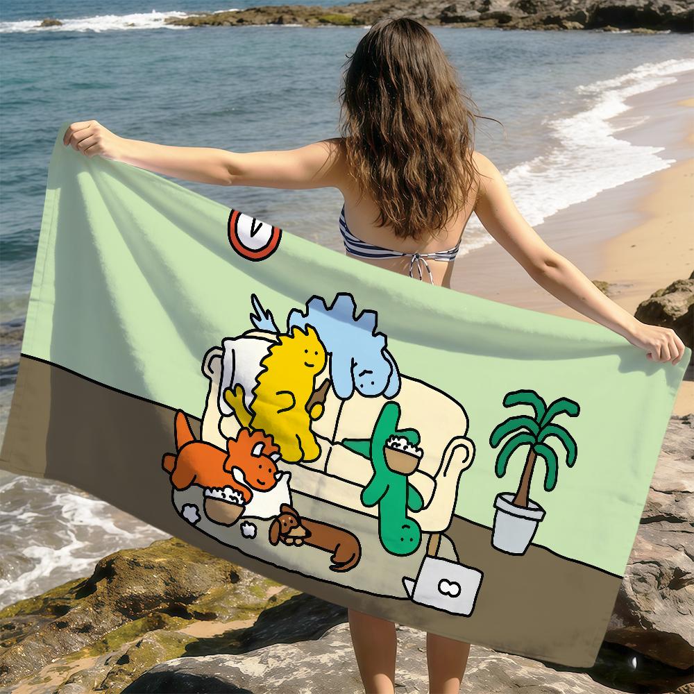 cute funny cartoon art j-Joguman Dinosaur soft Dry Beach Towels Trip Towel swim Summer Holiday Vacation bathing Pool Camp Gift