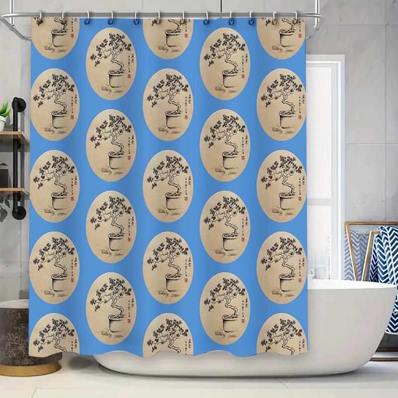 Japanese Zen Garden Shower Curtain Tranquil Nature Bamboo Spa Bathroom Decor Artistic Minimalist Modern Wall Hanging Tapestry W60H190(CM)-1 Pcs