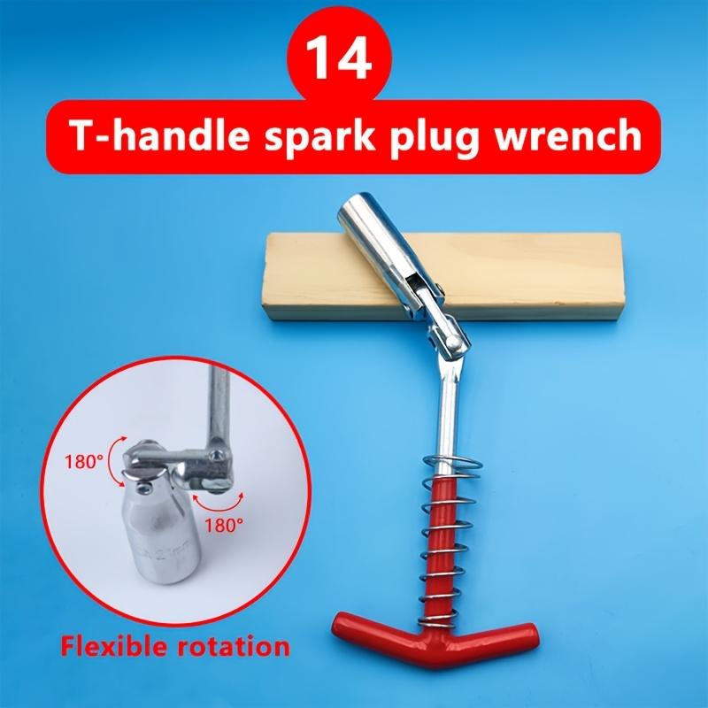 

1 Set Universal Spark Plug Socket Wrench with T-Handle, Durable CR-V Steel, High Torque, Round Head, for Car & Motorcycle Mainte