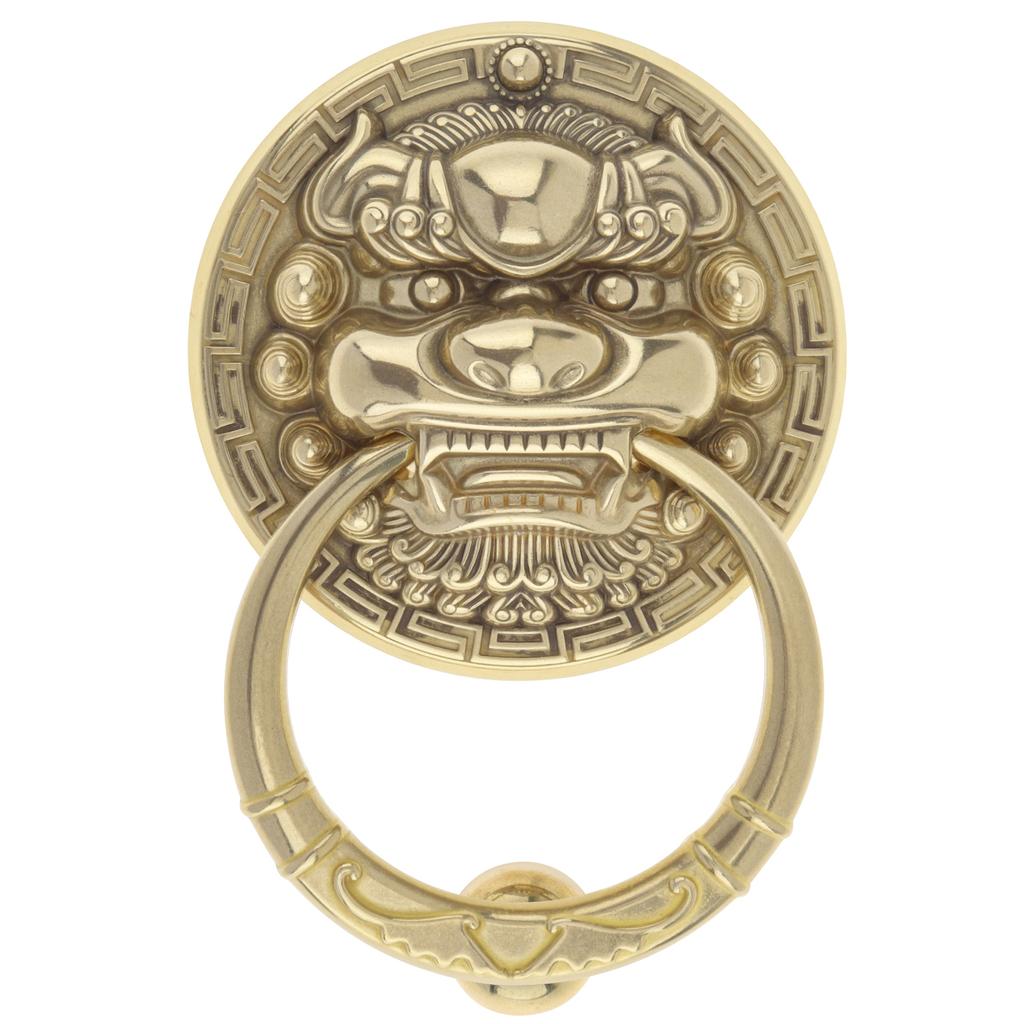 Massiver Messingklopfer, Klassischer 6,7-Zoll-Klopfer, Passend für dekorative Haustür, Mit Montageschrauben, Klopfknopf, Türbeschlag