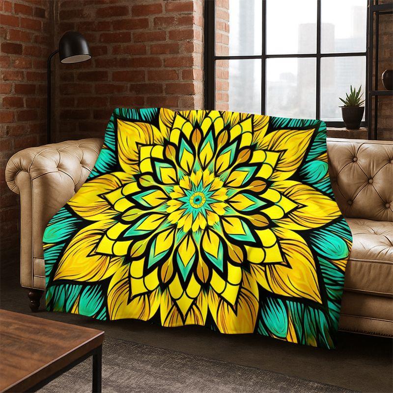 Bohemia Mandala Magic Flower Yoga Flannel Blanket Soft Warm Throw Blanket for Bedroom Living Room Bed Travel Camping Picnic Gift