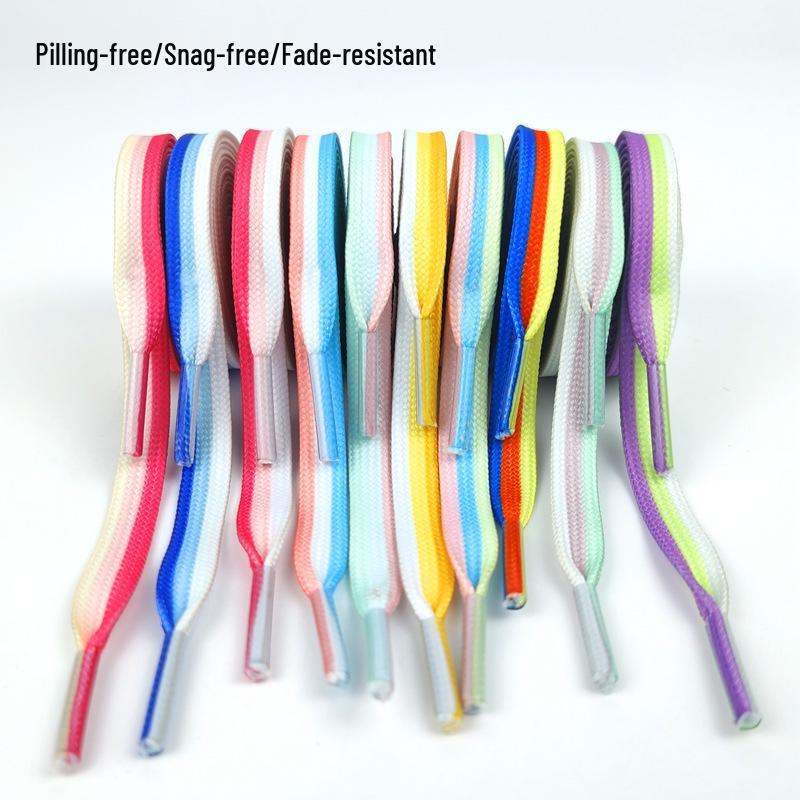 Three-Color Patchwork Macaron Shoelaces for Canvas, White Shoes - AJ1, AF1, Dunk