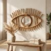Eco Decx Handcrafted Rattan Eye Shape Wall Mirror, Boho Wooden Hanging Mirror for Bedroom, Entryway & Living Room Decor, 38  x  3  x  38 cm