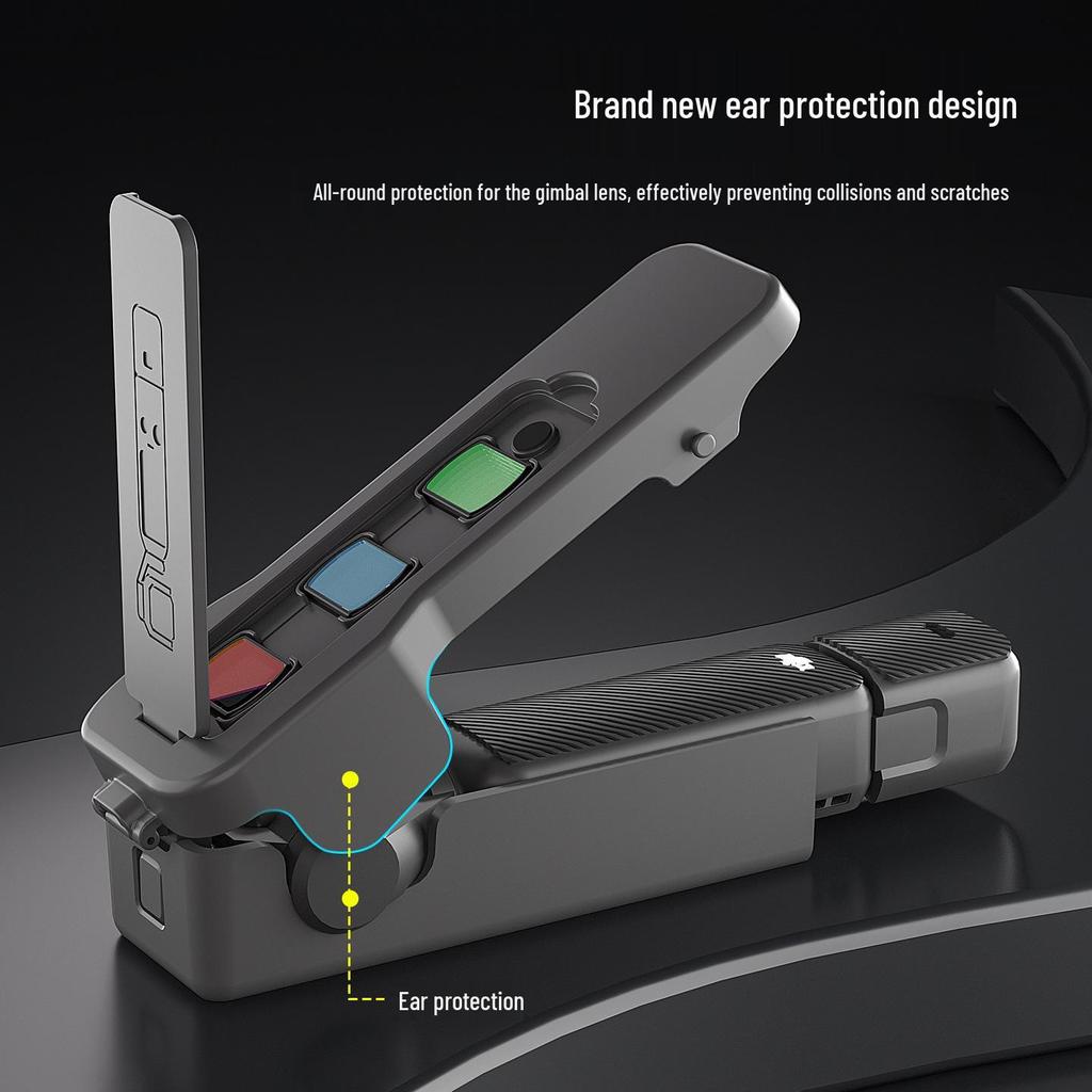DJI Pocket 3 Protective Case with Magnetic Flip Cover and Screen Plate for Gimbal Camera and Filter Storage.