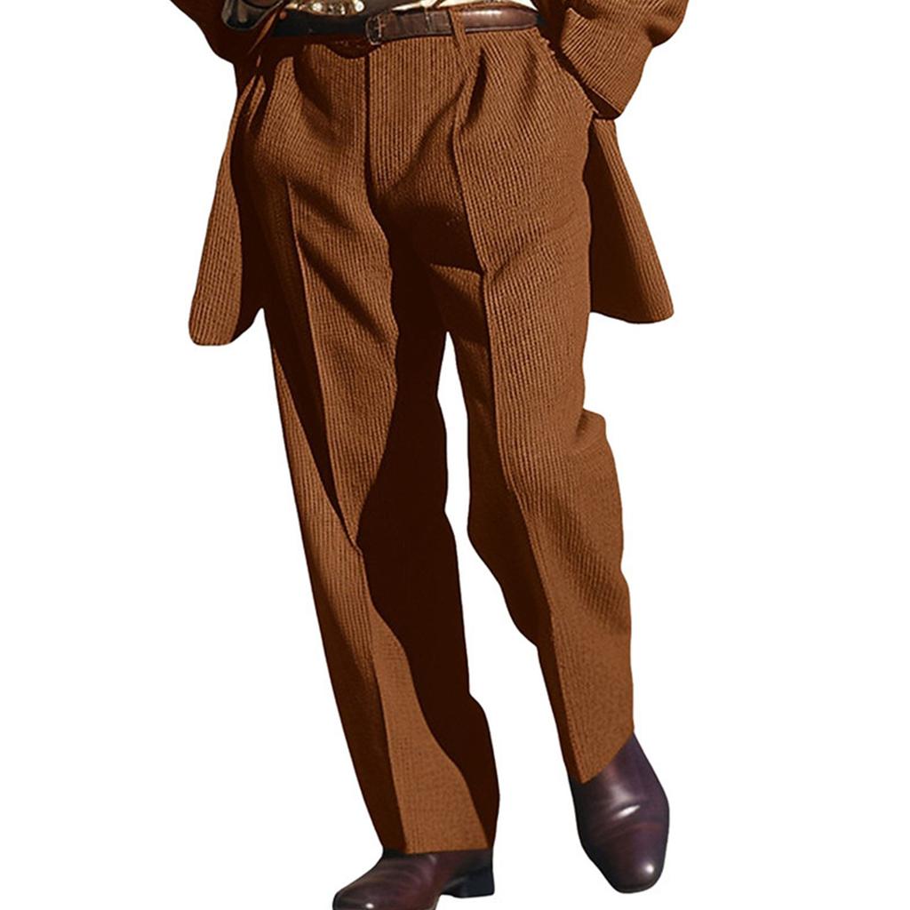 Men's High- Pleated Corduroy Pants - Classic Fit Dress Pants