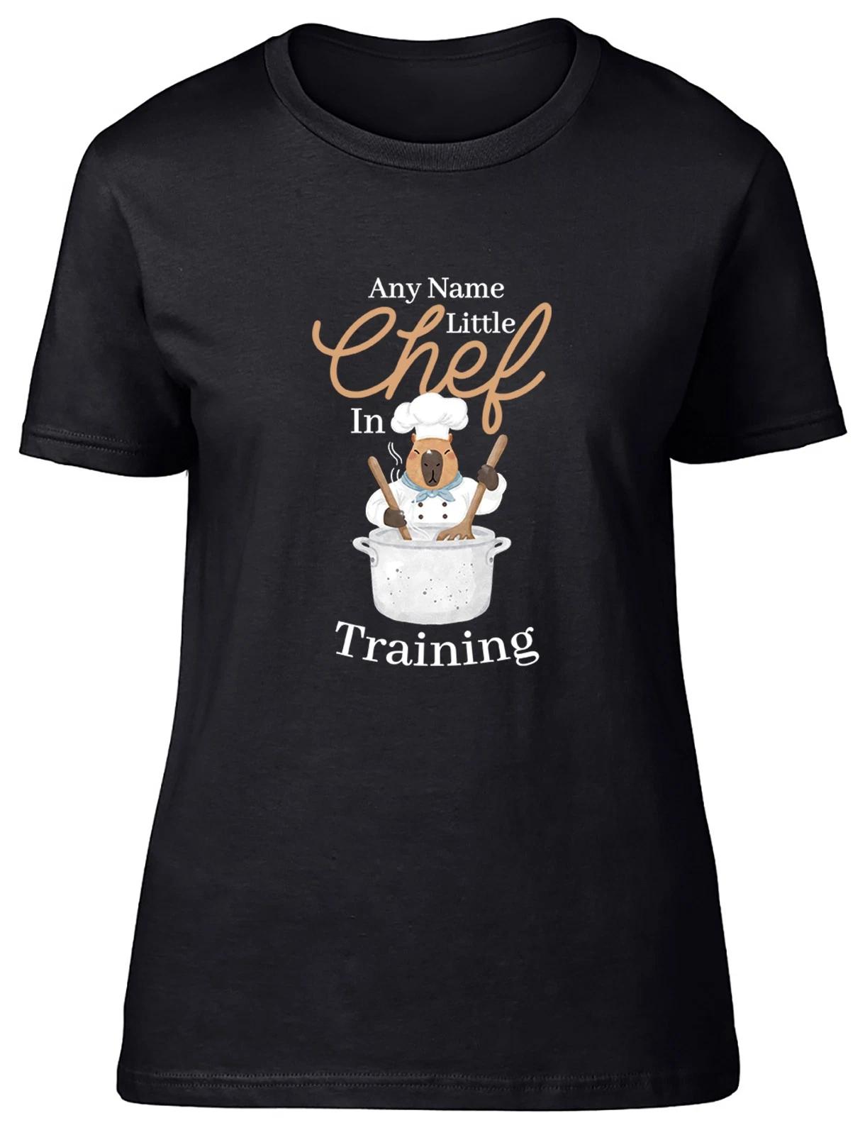 Personalised Any Name Little Chef in Training Womens T-Shirt Ladies Gift Tee XXL