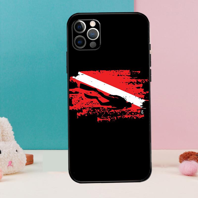 Diver Down Diving Flag Phone Case For iPhone 17 Air 16 14 13 12 11 15 Pro Max 12 13 Mini 15 16 Plus 16e Cover Coque