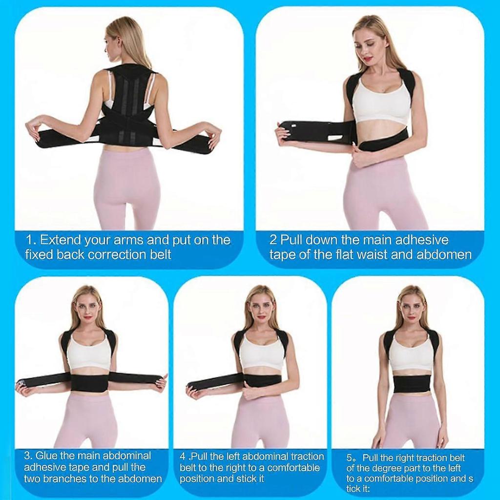 Back Brace Corrector for Lumbar Spine Support, Adjustable Sizes for Men and Women, Schwarz Silver Color, Pain Relief