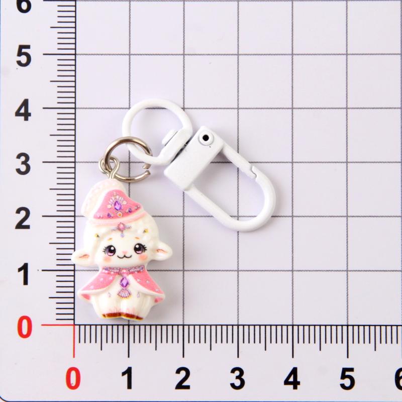 Adorable Cartoon Sheep Resin Keychain Non-fading Design Portable Pendant for Laptop Bag Decor Kids Birthday Gift Ideas