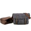Men's Oil Wax Canvas and Leather Water-Repellent SLR Camera Shoulder Bag