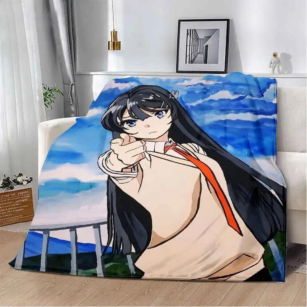 Bunny Girl Sakurajima Mai Printed Throw Blanket Soft Warm Perfect for Home Travel Picnics and Gifts Size: 75*100cm, Weight: 230 GSM