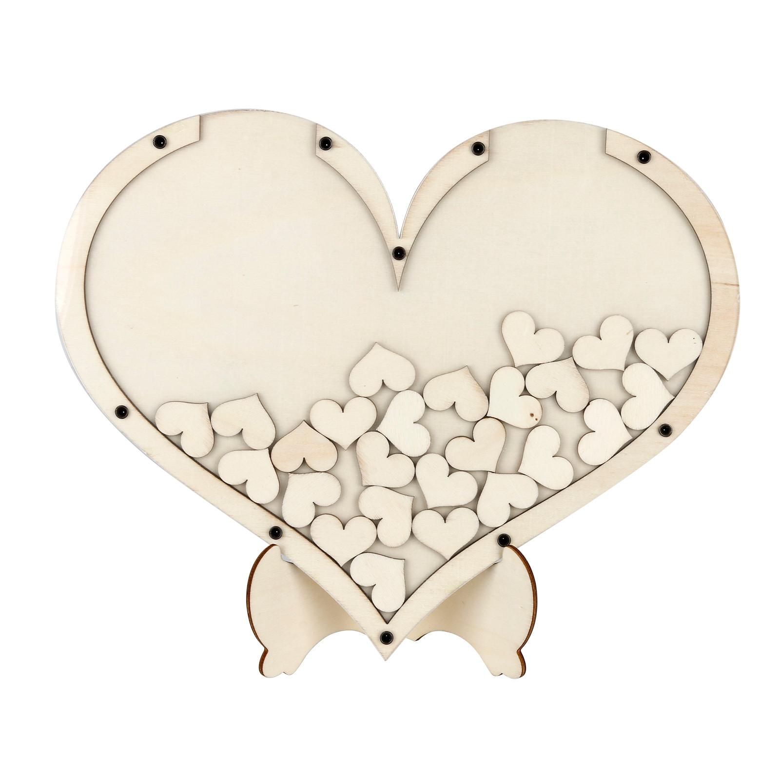 

Свадебная гостевая книга Персонализированные деревянные сердечки Свадебные украшения в деревенском стиле One Size белый