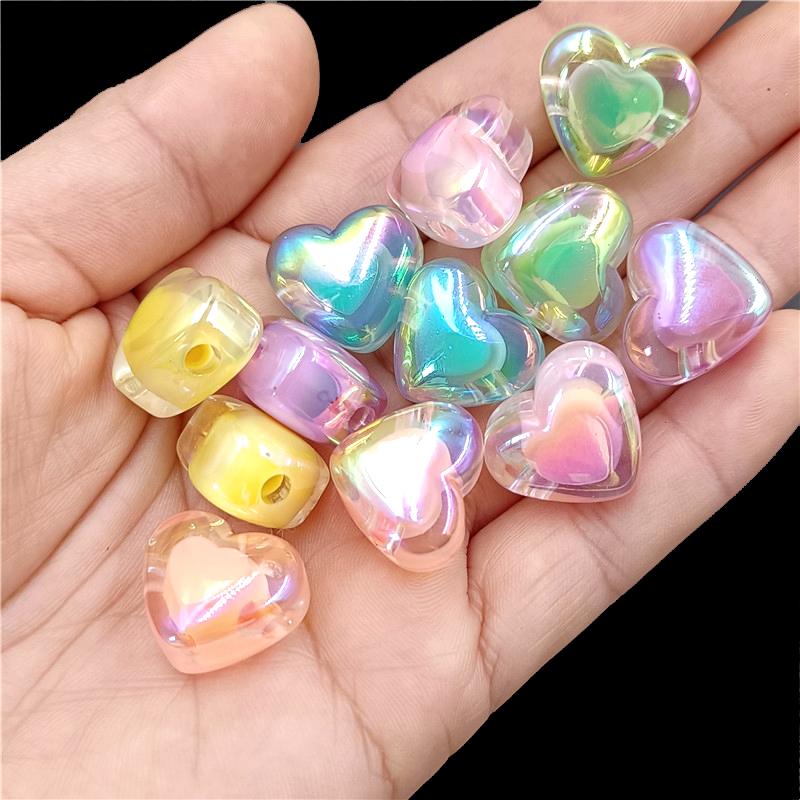 

Домашний Прозрачный 10 шт., модный кулон с УФ-покрытием, цветное ювелирное изделие, ожерелье, браслет, аксессуары ручной работы, сердце любви, сделай сам, материал заколки для волос