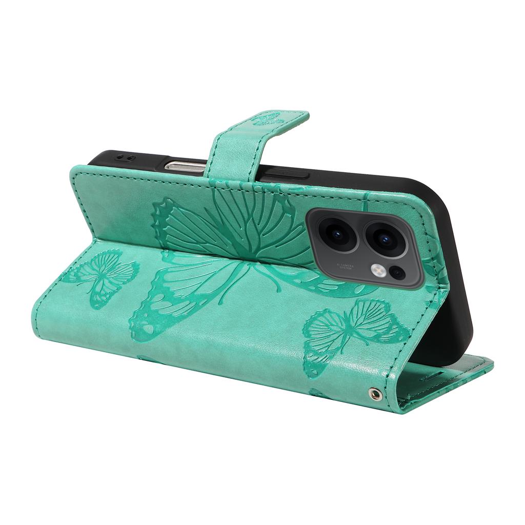 For Oppo Reno13 F 5G Lommebokdeksel Blomst Sommerfugl Trykt Lær Telefondeksel Støtte