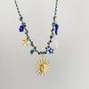 Conjunto de Pulsera y Collar Estilo Océano con Conchas y Estrellas Marinas de Acero Inoxidable