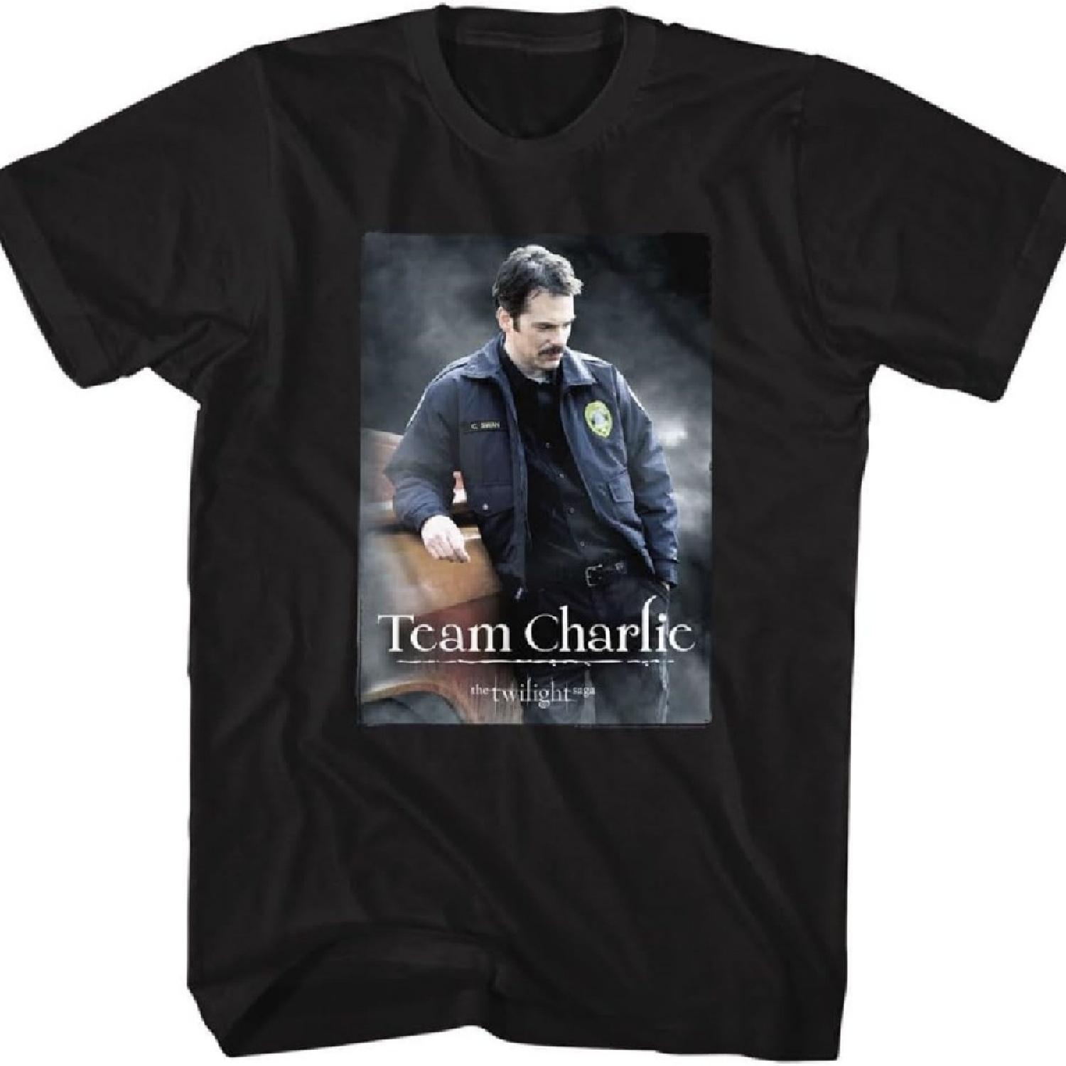 

American Classics The Twilight Saga Team Charlie Swan Adult Black Short Sleeve T Shirt Vampire Movies Graphic Tees XXXXXL