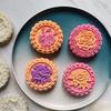 Mung Bean Cake Mold with 4 Seals- Rose Peony Plum Blossom- Mold Set Hand Pressed Cookie Dessert Diy Pastry Baking Tool