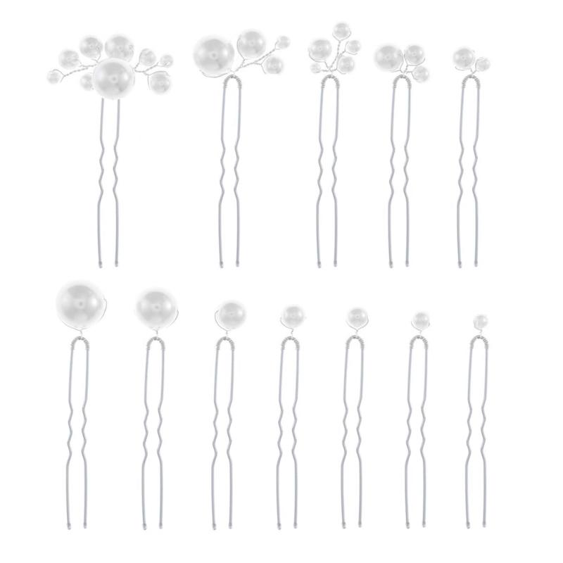 

Set of 12 Pearls Hair Pin Styling Accessories U Shape Design Secure Hold Hair Clip for Wedding Bride Updos Buns Shaping срібний