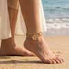 Layered Boho Tropical Flower Tassel Anklet for Women Draping Bead Charm Foot Jewelry Summer Beach Vacation Resort