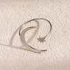 Chic Adjustable Stainless Steel Star and Moon Ring for Women - Elegant Niche Design Jewelry