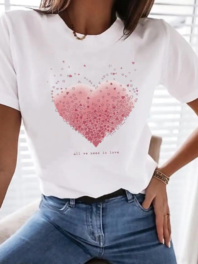 (Asian Size) Lovely Holiday Trend Woman Top Fashion Women Clothing Short Sleeve T Shirt Female Graphic T-shirts Print Tee