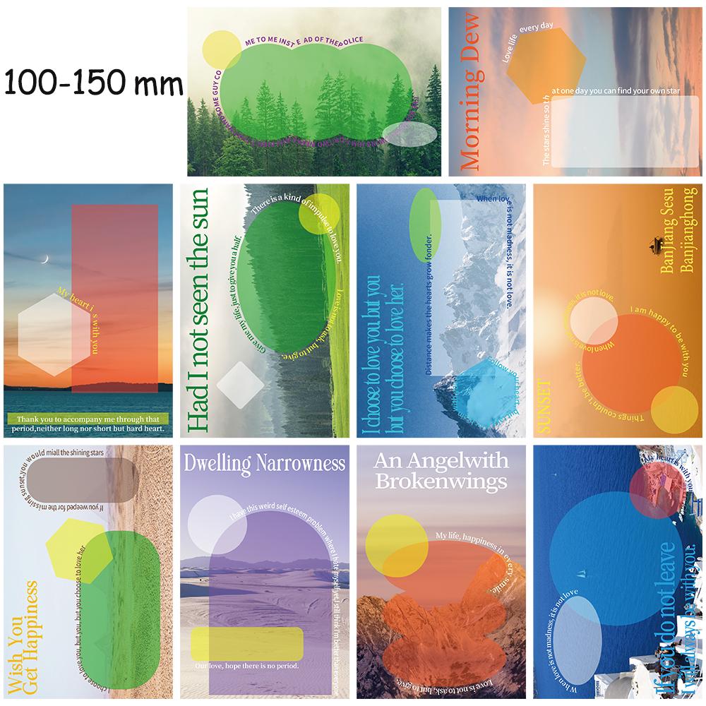 

10PCS Double Worlds Sticker Poster Nostalgia Coffee Laptop Luggage Room Gift Background Buttermilk For Wall Decoration Card