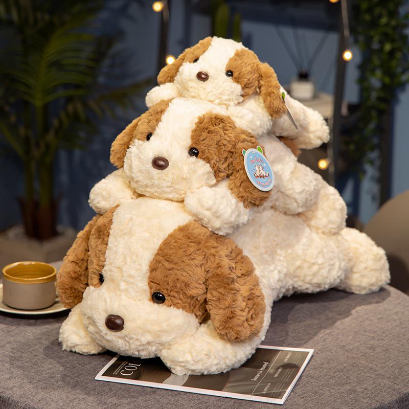 New Smiley Face Lying Down Dog Plush Toy - Cute Soothing Doll for Sleep