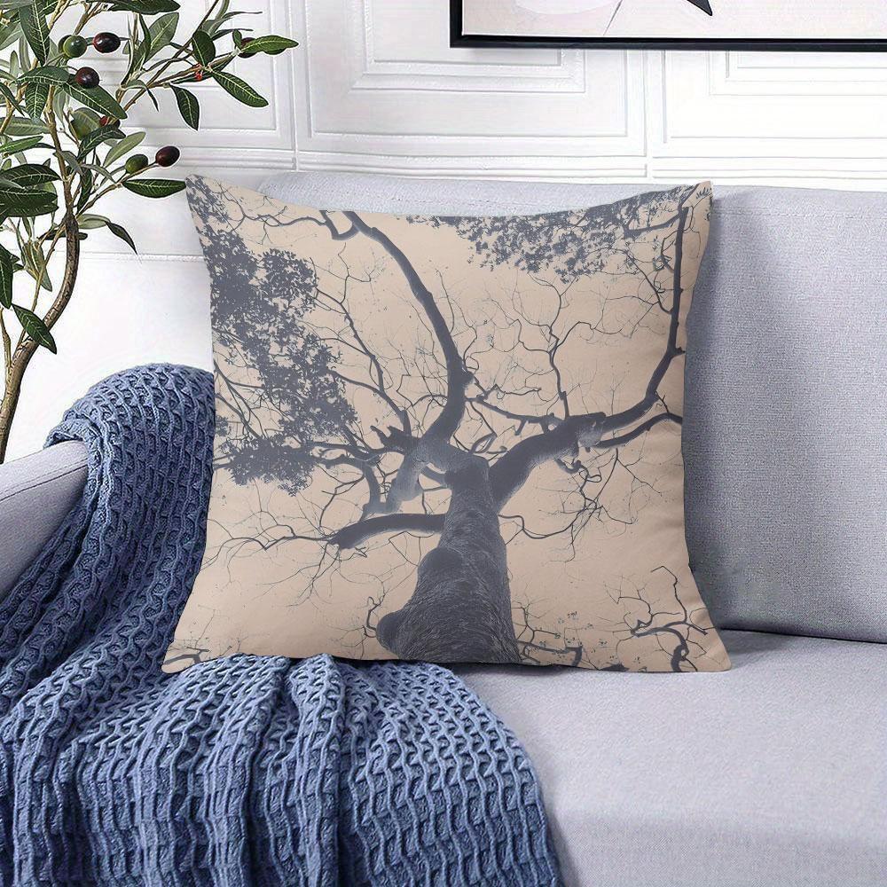 Tree Sky Square Jacquard Pillow Cover for Sofa Office Waist Cushion Cover Home Decorative Pillowcase