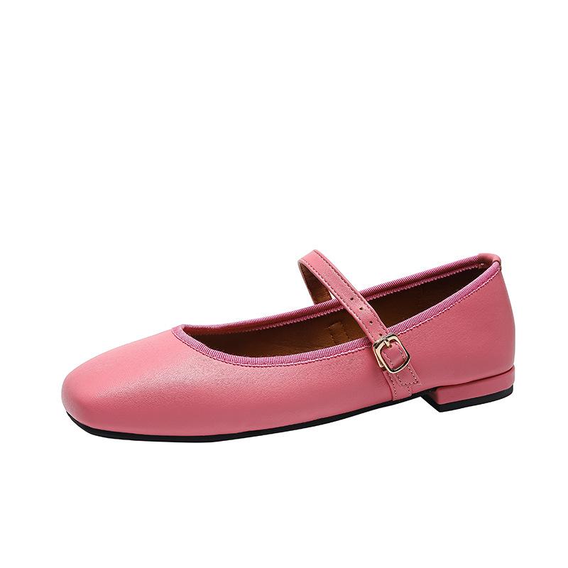 Mary-Jane-Schuhe für Damen, rutschfeste Ballerinas mit quadratischer geschlossener Spitze und Knöchelriemen, lässige flache Arbeitsschuhe für Damen, bequeme schicke flache Schuhe, elegante Schuhe
