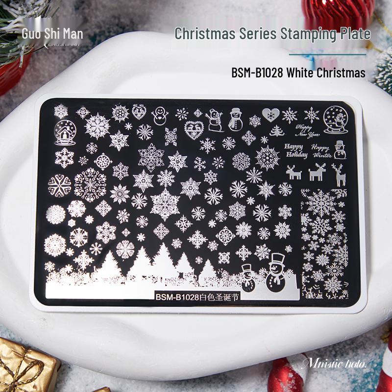 Christmas Nail Art Stamping Plates - Star and Bow Patterns, Transparent Steel Plates