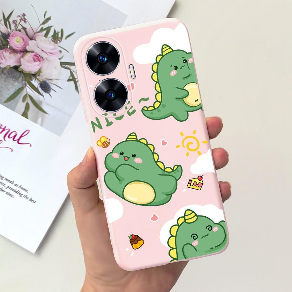 Soft Silicone Phone Case For Realme C55 C53 C51 Oppo Back Cover Funny Dinosaur Cat Printing Fundas Shell RealmeC53 C 55 53 Coque