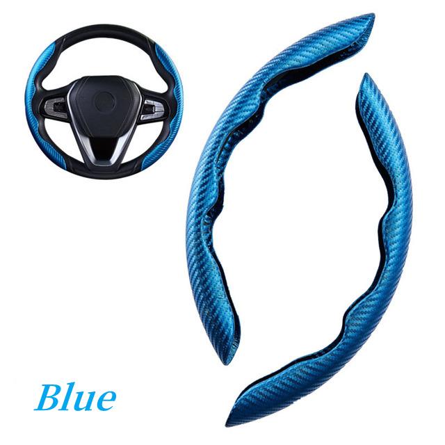 1Pair Car Steering Wheel Cover Carbon Fiber Universal Non-Slip Booster Protective Cover Auto Truck Sport Interior