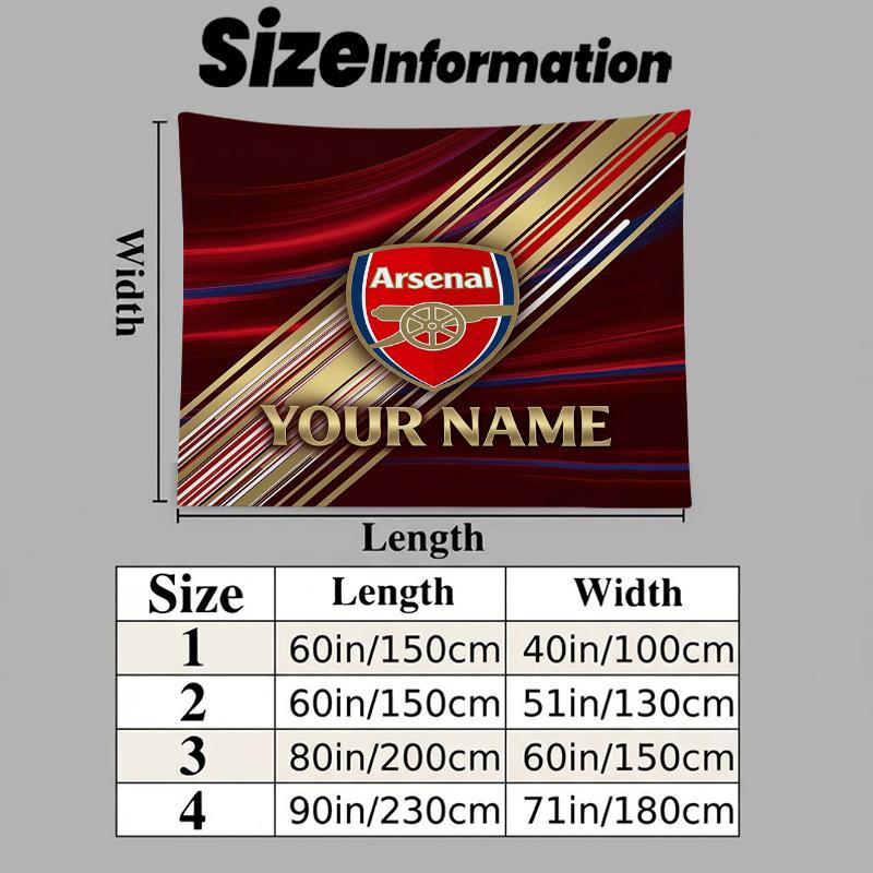 Custom Name Arsenal Printed Tapestry – Wall Hanging for Bedrooms, Dorms, and Home Decor
