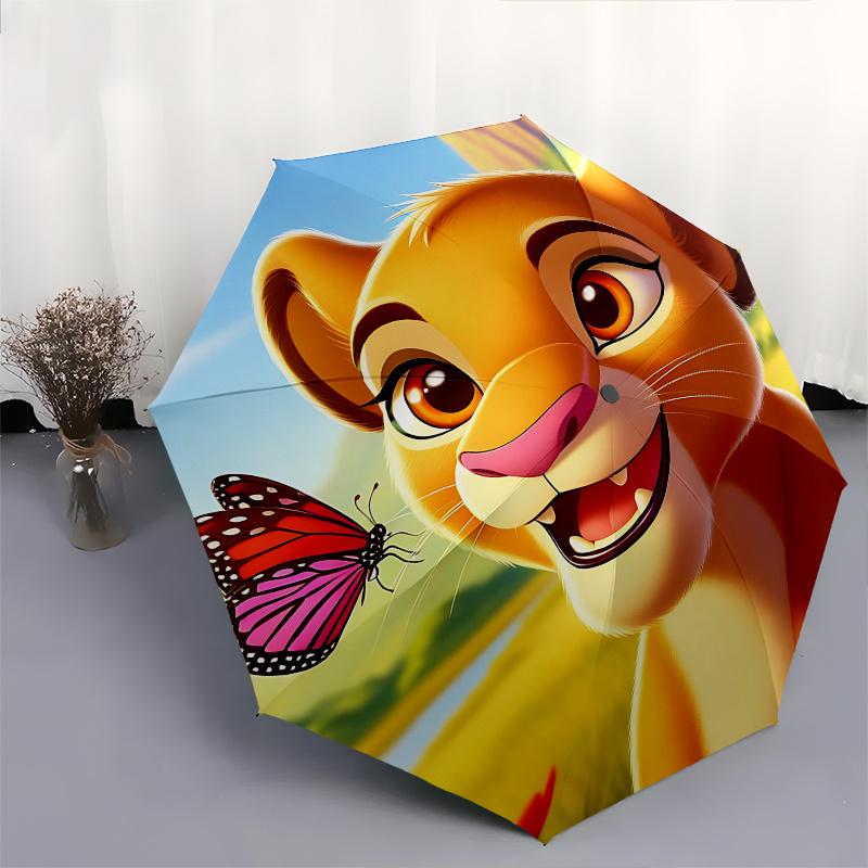 1 Auto Open Lion King, Simba Themed Colorful 8-rib Portable Umbrella for Men and Women, A Compact Commuting Companion Suitable for Daily Dri