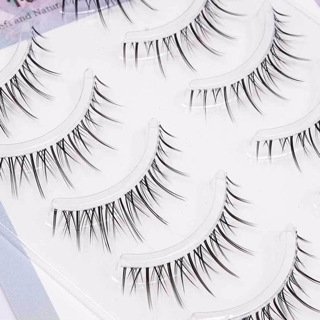 Manga Transparent Band False Eyelashes 5 Pairs Natural Look for Wedding Makeup Daily Wear