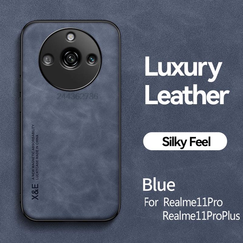 Husă pentru Realme 11 Pro Plus 5G Husă Magnetică Auto cu Textură de Piele pentru Oppo Realme11 Realmi 11 ProPlus Pro+ Huse de Telefon Moi
