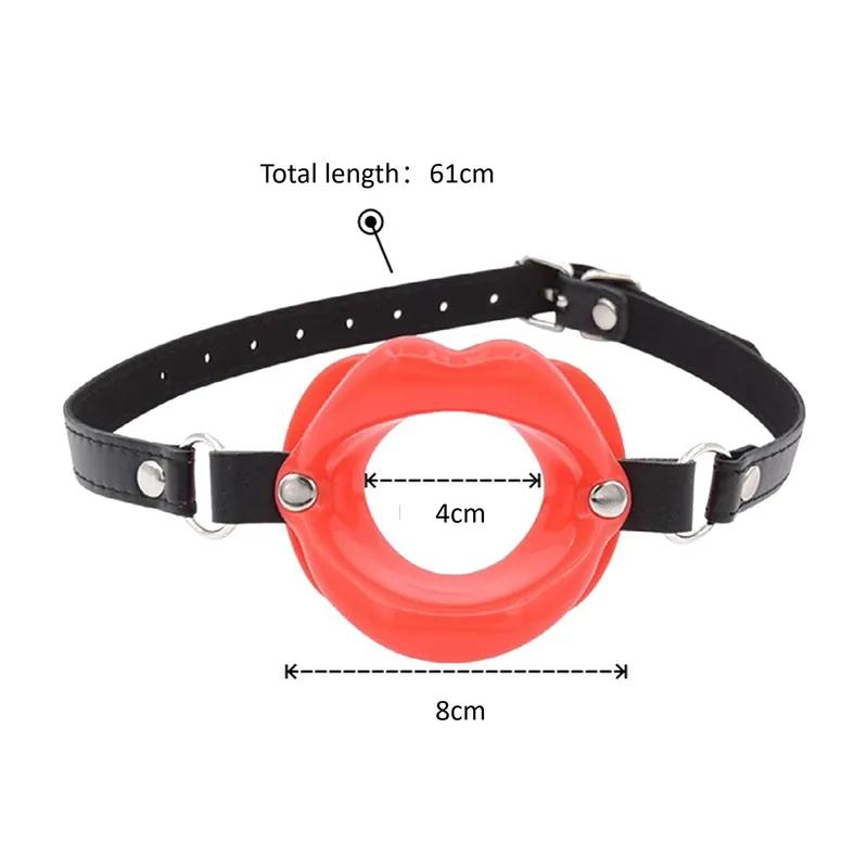 Reusable Silicone O Ring Mouth Gag, Lips Shape Open Mouth Restraint for Couples, Soft BDSM Bondage Adult Toy