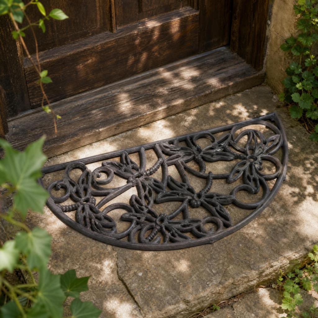 Indoor Outdoor Semicircular Cast-Iron Doormat Vintage Half-Round