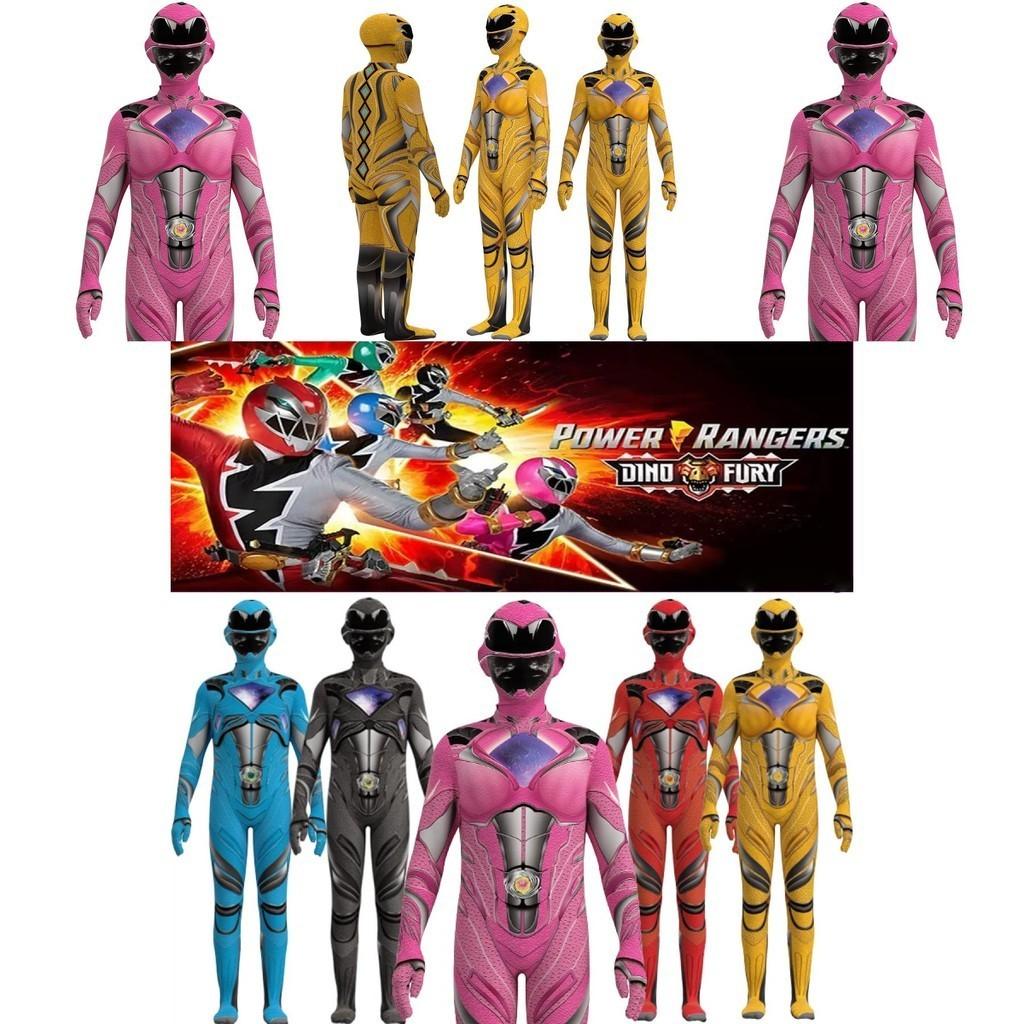 Kids Mighty Morphin Power Rangers Costume Jumpsuit For Halloween Or Cosplay Parties