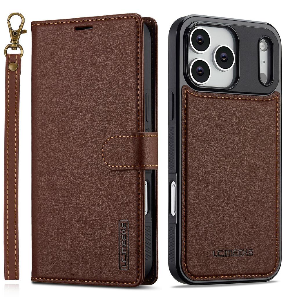 2 in 1 Detachable Leather Phone Case for IPhone 17E 16E  Air 17 16 15 14 13 12 11 Pro Max XS XR 7 8 Plus Magnetic Wallet Cover