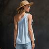 2026 cross-border new European and American style striped off-the-shoulder sleeveless top summer vacation loose fashion trend women's clothing