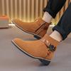 Fashion Men's Retro Classical Chelsea Boots Suede Leather Men Fashion Side Zipper Ankle Boots Casual Short Boots Handmade High-Top Shoes