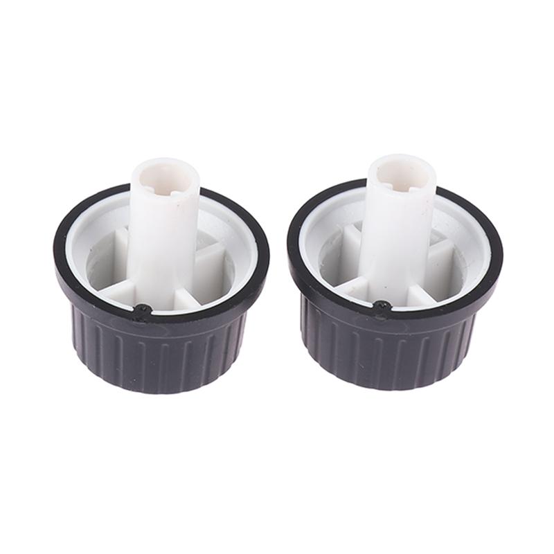 2Pcs Black White Rubber Half Shaft Knob Potentiometer Rotary Encoder Volume Switch Cap 25*25.5Mm