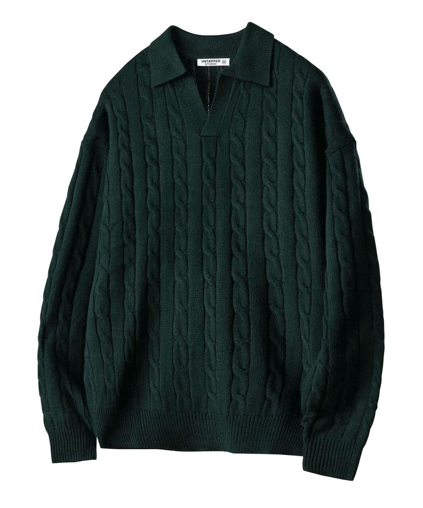 Untact Studio Oversized Cable Collar Knit 3 Colors
