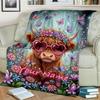 1PC Custom Name Fantasy Cow Flowers Blanket Versatile,all-season Throw Suitable for the Living Room,bedroom,camping,travel,and Gift