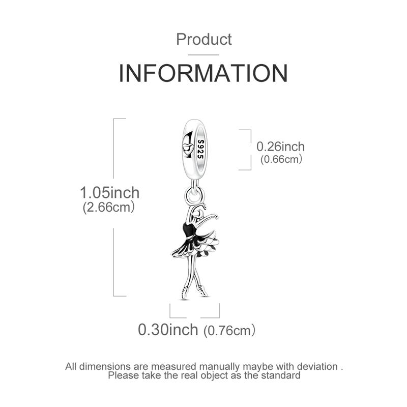 copper Graceful Black Swan Ballerina Charm Pendant Compatible With Authentic Charm Bracelets Women Do It Yourself Jewellery Gift