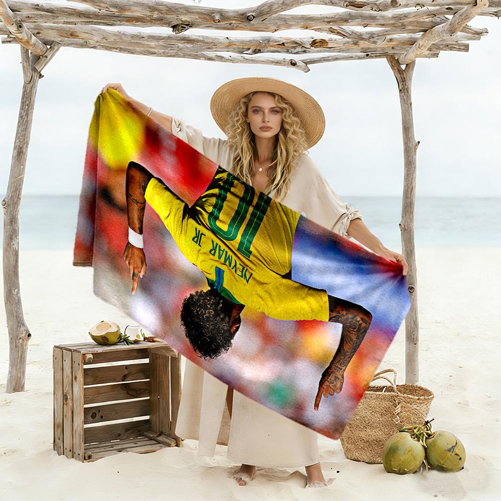 Neymar Jr. Celebration Gesture Beach Towel Super Soft Microfiber Quickdry Fabric Comfortable Lightweight