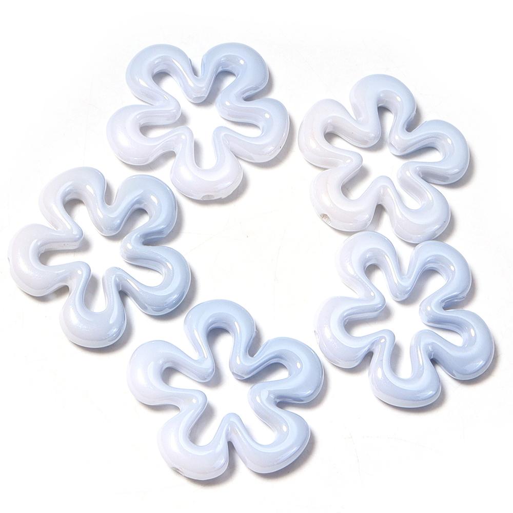 

5pcs/lot Gradient Color Flower Beads Acrylic Beads Loose Spacer Beads For Jewelry Making DIY Bracelet Necklace Accessories синий